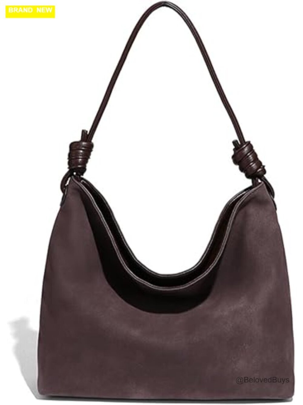 Slouchy Suede Hobo Bag Large Capacity Faux Leather Shoulder Tote Knotted Strap